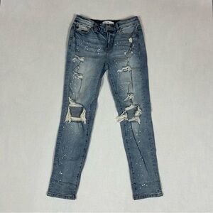 Kancan Straight Jeans Women's Size 27 Juniors 7 Distressed Blue Light Wash Denim